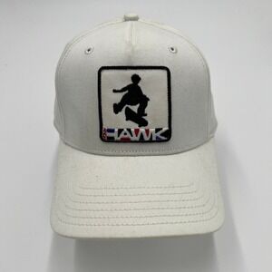 Tony Hawk White A-Flex Skateboard Logo Patch Baseball Cap Hat Size S/M NEW